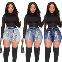 2021 New Hot Sale Womens Summer Jeans Shorts Fashion Sexy Tied Rope Denim Shorts Street Casual Hipster Shorts S-3XL Drop ship