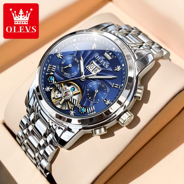 olvs-ชายนาฬิกาอัตโนมัติสวิตเซอร์แลนด์ได้รับการรับรองโดยผู้ชายคลาสสิกแฟชั่นกันน้ำเรืองแสงนาฬิกาปฏิทิน