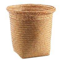 Laundry Basket Blanket Storage Basket Garbage Bin Desk Topper Straw Rattan Trash Can Clothes Hamper