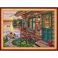 （Jinxiu cross-stitch） Riverside Cottage Dusk Scenery Pattern Count Cross Stitch Kits Aida 14CT 11CT เย็บปักถักร้อยชุดเย็บปักถักร้อยตกแต่งบ้านภาพวาด