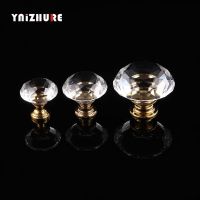 ☬◘ YNIZHURE 10PCS Diamond Crystal Glass Knobs Cupboard Pulls Drawer Knobs Kitchen Cabinet Handles Modern Style Furniture Pulls