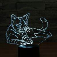 Crazy Deal แมว3d ที่มีสีสันไฟ Led มองเห็นได้ของขวัญโคมไฟตั้งโต๊ะสร้างบรรยากาศ