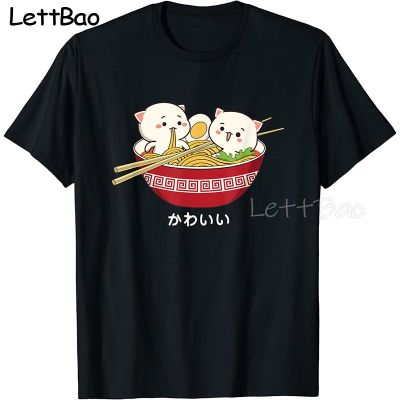 Kawaii Japanese Tokyo Anime Cat Ramen T Shirt Mens Simple Men Tshirt Kawaii Clothes T Shirt Anime Graphic Tee 100%