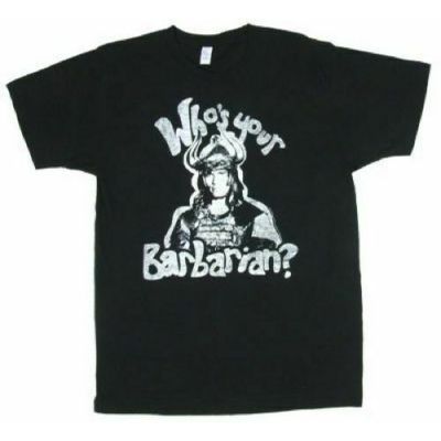 Adult Black Adventure Film Conan The Barbarian Whos Your Barbarian? T-Shirt Gildan  OKL5