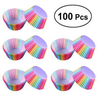 100pcs เค้กถ้วย Rainbow เค้ก Toppers Baking PAN กล่องช็อกโกแลตถ้วยถาดกระดาษตกแต่งเครื่องมือห้องครัวอุปกรณ์เสริม-Siogue