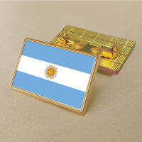 Argentine Republic flag pin 2.5*1.5cm zinc die-cast PVC colour coated gold rectangular medallion badge without added resin