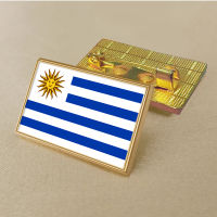 Uruguay flag pin 2.5*1.5cm zinc die-cast PVC colour coated gold rectangular medallion badge without added resin