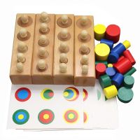 Montessori Educational Baby Wooden Toys Colorful Socket Cylinder Block Set For Children Educational Preschool Early Learning Toy