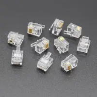 แจ็ค10ชิ้น/ล็อต RJ11 6หน้าสัมผัสโปร่งใสโมดูลาร์เชื่อมต่อโทรศัพท์6P6C 6 RJ11ปลั๊กคริสตัลวงจรไฟฟ้าและชิ้นส่วน