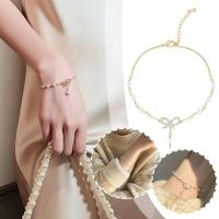 Girl Heart Bow Bracelet Sweet Simple Niche Design Hand Pendant Jewelry Beaded Fashion Bracelet D6V3