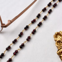 NYMPH Red Garnet Handmade Glasses Chain Genuine 14K Gold Injection Chain for Women Fine Jewelry Gift YL10001