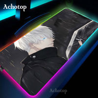 Jujutsu Kaisen LED Light Gaming Mouse Pad RGB Soft Large Keyboard Cover Rubber Base Computer Car Desk Mat PC Game MousePad