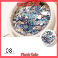 Gangke โฮโลแกรมเล็บ Glitter set ขวดทอง DIY flake Nail Art ฝุ่นหกเหลี่ยม Glitter