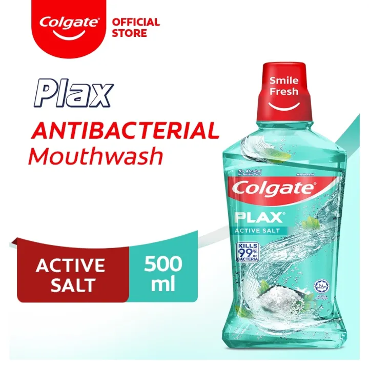 Colgate Plax Antibacterial Mouthwash Active Salt Mild Flavor 500mL