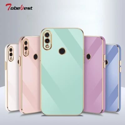 Solid Color Plating Silicone Phone Case for Xiaomi Redmi Note 7 Soft Square Back Cover