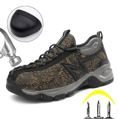 Fashion Sports Shoes Work Boots Puncture-Proof Safety Shoes Men Steel Toe Shoes Indestructible Anti-slippery Protective Shoes