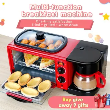 3 In 1 Electric Breakfast Machine Sandwich Maker Automatic Multifunction  Coffee Maker Mini Oven Household Bread Pizza Frying Pan