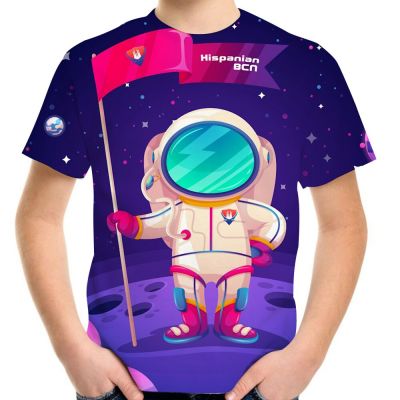 Astronaut Ice Cream Planet T Shirt For Girls Boys Summer 4-20Y Children Teen Cool Birthday T-Shirts Kids Fashion Tshirts Clothes
