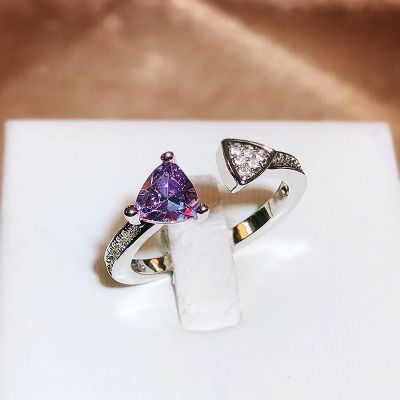 Fashion Irregular Love Shaped Amethyst Triangle Shiny AAAA Zircon Womens Ring High-quality New Party Jewelry