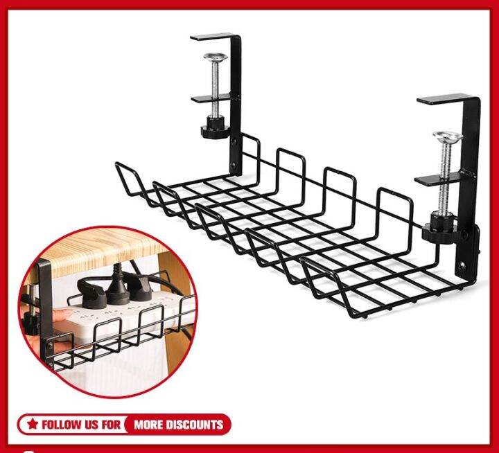Under Table Storage Wire Cable Management Tray Desk Socket Holder Wire ...