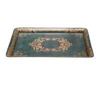 C&amp;C Home Hand painted chinoiserie Tray in Green ของตกแต่งบ้าน ถาด ถาดใส่ของ ถาดอาหาร สีเขียว ลวดลายสีทอง ดูหรูหรา สำหรับใส่ของ ใส่อาหาร ผลไม้ หรือตั้งโชว์