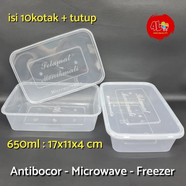 Thinwall Kotak Makan Box Makanan Plastik Bening 650ml Isi 10kotak Tahan Panas Dingin Lazada 9543