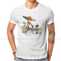 Metroid Zero Mission Game Across River T Shirt Teenager Graphic Tshirt Loose Men Clothing