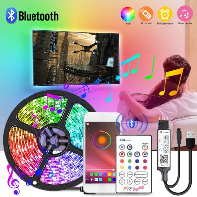 5M 5V USB RGB LED Strip Lights with Bluetooth 23 Key Remote Controller for Bedroom Decoration 5050 SMD Diode Tape TV Backlight