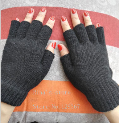 Autumn and winter womens knitted half finger gloves girls warm fingerless knitted gloves ladys driving gloves R433