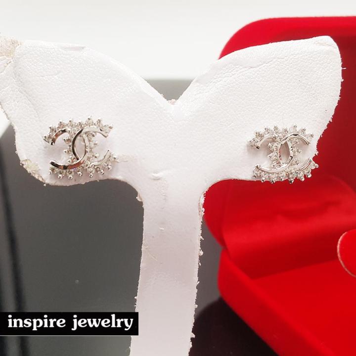 inspire-jewelry-ต่างหูรูปตัวซีไขว้-ต่างหูรูปตัวซีไขว้-size1cm-เพชรcz-คุณภาพเกรดพรีเมี่ยมงาน-design-จิวเวลลี่หรู-งานจิวเวลลี่แบบร้านเพชร-สวยหรู