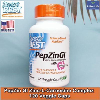 สังกะสี และแอล คาร์โนซีน PepZin GI Zinc-L-Carnosine Complex 120 Veggie Caps - Doctors Best