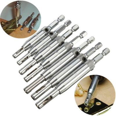 HH-DDPJ4pcs Center Drill Bit Doors Self Centering Hinge Tapper Core Drill Bit Set Hole Puncher Woodworking Tools 5/64"-11/64"