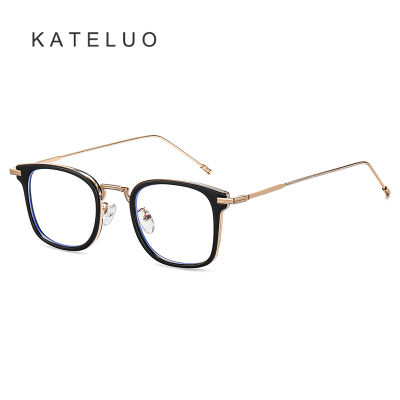 [พร้อมกล่อง] KATELUO B1823 New Trend Unisex Glasses Frame Anti-Blue Light Square Glasses