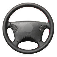 Black PU Faux Leather Hand-stitched Car Steering Wheel Cover for -Benz W210 E-Class E320 2000 2001 2002