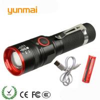 yunmai USB Rechargeable Flashlight T6 Led Flash light Zoomable 3 modes torch for 18650 with USB cable Camping fishing running