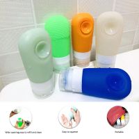 Travel Bottle with Sucker&amp;Face Cleansing Brush Portable Silicone Refillable Bottles Shampoo Lotion Toiletries Cosmetic Container Travel Size Bottles C