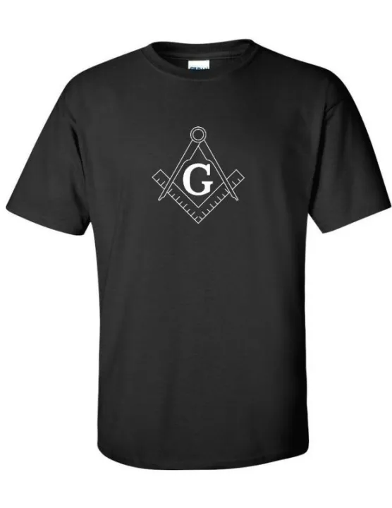 White Free Mason Symbol Square Charity Illuminate Black Cotton T-Shirt ...