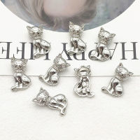 New Arrival! 22x14mm 50pcs Cubic Zirconia Pendants Cat Charm For Necklace Earring DIY Parts Jewelry Findings &amp; Components