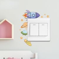 1PC Cartoon Rocket Spaceship Switch Stickers Kids Room Bedroom Home Decoration Mural Living Room Decals Wall Decor Wallpaper Wall Stickers Decals