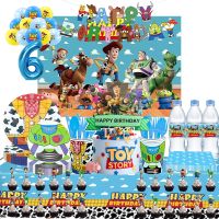 【JIU YU】☢❦♚  Cartoon Toy Story Birthday Party Decor Louça descartável Talheres Copo para crianças Buzz Lightyear Material para festa