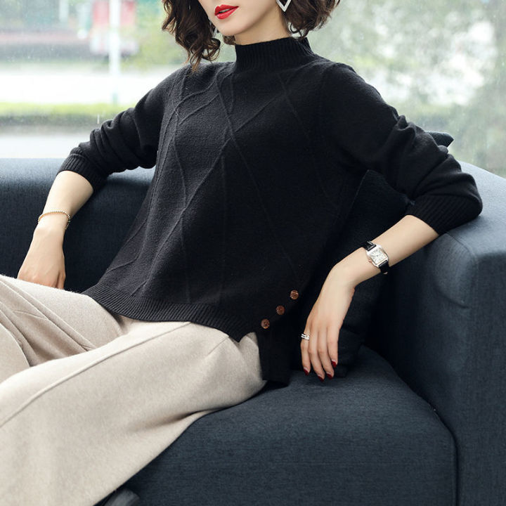 spot-2022-spring-new-half-turtleneck-thickened-sweater-womens-short-autumn-and-winter-loose-korean-style-2023