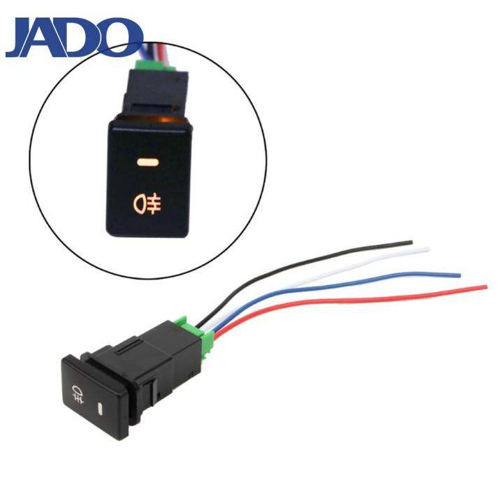 4Wire Self Locking Push Button Fog Light Switch with Yellow LED for