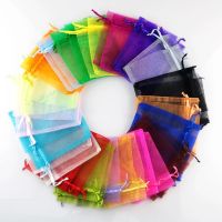 【LZ】♤◑  Saco De Embalagem De Organza Colorido Sachê De Organza Sacos De Presente Para Jóias Decoração De Festa De Casamento Bolsas De Cordão 25 Pcs 50Pcs