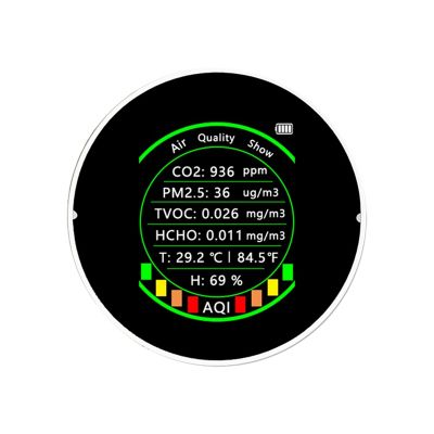 7 in 1 Air Quality Meter PM2.5 CO2 TVOC HCHO AQI Temperature Carbon Dioxide Detector Alarm Threshold