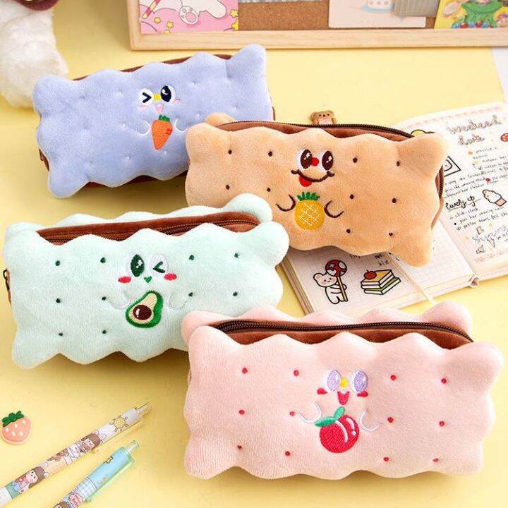 1ชิ้นเคสดินสอบิสกิตสร้างสรรค์สไตล์เกาหลีน่ารักกระเป๋าใส่ดินสอสำหรับผู้หญิงสไตล์-ins-ญี่ปุ่นมัธยมต้นนักเรียนที่มีดินสอความจุขนาดใหญ่สัมผัสขั้นสูงกล่องเครื่องเขียน