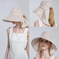 Beach Visor Ponytail Cap Summer Sun Hat for Women Outdoor Neck UV Protection Cycling Fishing Fisherman Hat Big Brim Bucket Hat