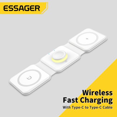 Essager ขาตั้งแบบแม่เหล็ก3 In 1,15W Qi ไร้สาย R พับได้สำหรับ13 12/Airpod/ Iwatch 7 6ชาร์จเร็ว