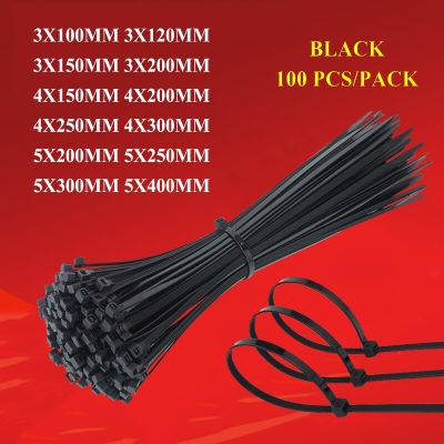 100Pieces Self-locking Plastic Nylon Cable Tie  Black Cable OrganizerFastening Ring  Industrial Cable Tie Table Tie Set