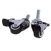 12Pcs Mini Small Casters 1 Inch M8X15mm Tpe Silent Wheels with Brake Universal Casters Wheel