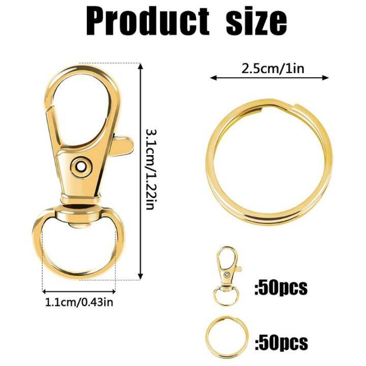 2021100-pieces-gold-swivel-clasps-set-50-pcs-swivel-clasps-50-pcs-bright-key-ring-metal-hook-lobster-claw-for-keychain-craft